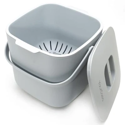 Afbeelding van YourCasa® biologische afvalemmer keuken 7 l compostemmer voor dagelijkse bio afvalcontainers vaatwasmachinebestendig geurdicht uitneembare zeef vuilnisemmer klein met deksel