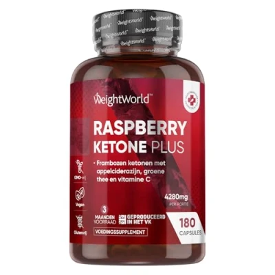Afbeelding van WeightWorld Raspberry Ketone Plus afslanksupplement 180 capsules voor 3 maanden voorraad 4280 mg per portie Vegan en 100% natuurlijk