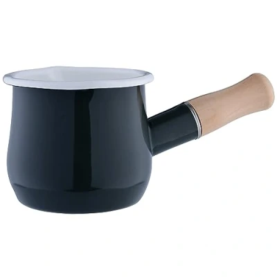 Afbeelding van GRÄWE Melkpan, 450 ml, grijs, geschikt voor inductie, sauspan, boterpan, mokkakan, steelpan, mini pan met schenktuit, houten handvat