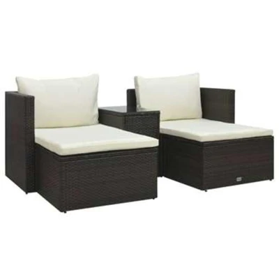 Afbeelding van 5 delige Loungeset met kussens poly rattan bruin