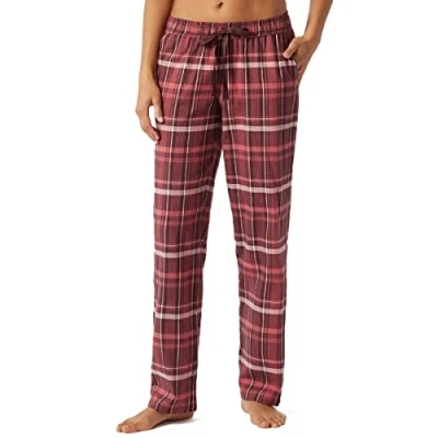 Afbeelding van Schiesser Mix and Relax Long Flannel Pants Rood/Bruin katoen 38 Dames