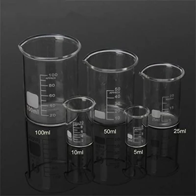 Afbeelding van Wetenschappelijke glazen bekerset, laboratorium beker hoge temperatuur weerstand 5ml/10ml/25ml/50ml/100ml