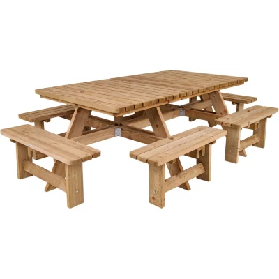 Afbeelding van MaximaVida luxe houten picknicktafel Tallinn 300 cm open instap