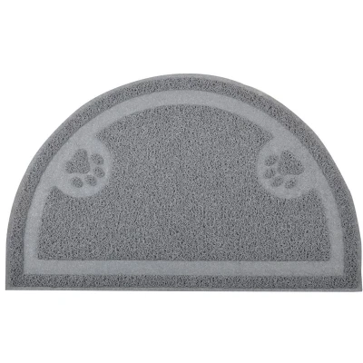 Afbeelding van DM Kattenpoot print kattenbakmat, deurmat, kattenbakvulling, halve cirkel, 63,5 x 35 cm (grijs)