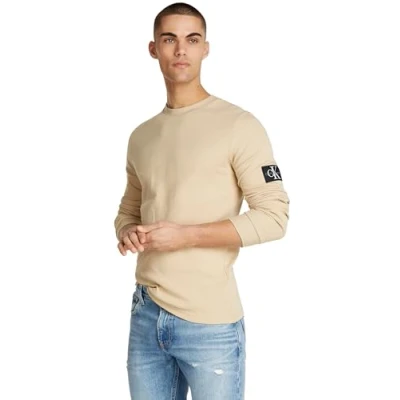 Afbeelding van Calvin Klein Jeans Waffle Longsleeve, Heren, Maat: 3XL, Pale khaki
