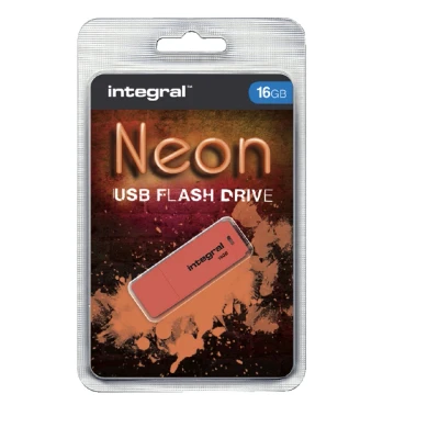 Afbeelding van USB stick 2.0 Integral 16Gb neon oranje