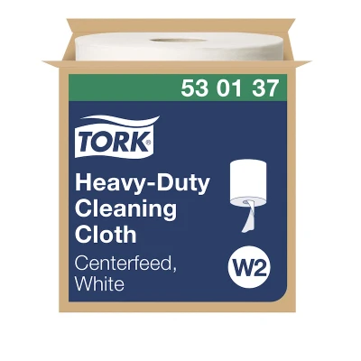 Afbeelding van Tork premium poetsdoek, wit non woven, 530 combi roll, w1/w2/w3, 280 vel/rol (530137)