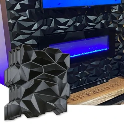 Afbeelding van Art3d 12 stuks PVC 3D diamanten wandpaneel voor thuis en commercieel interieur