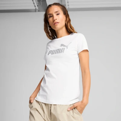 Afbeelding van Puma NO. 1 LOGO TEE Tshirt print, Dames, Maat: Small, White metallic silver