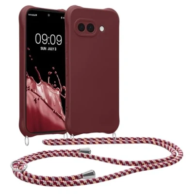 Afbeelding van kwmobile telefoonhoesjegeschikt voor Google Pixel 9a Hoesje van siliconen met telefoonkoord In bordeaux violet