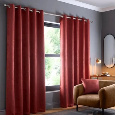 Afbeelding van Fusion Terracotta Gordijnen B 66 x L90 (168 229cm) Bloedoranje met Ringen Roodoranje voor Slaapkamer/Woonkamer Deurgordijnen Thermische gordijnen/raambekleding Strata