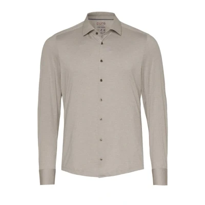 Afbeelding van Pure H. Tico Overhemd Functional Shirt Longsleeve 4067 21120 210 Beige Plain Mannen Maat W38