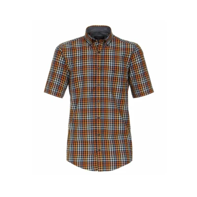 Afbeelding van Casa Moda Short Sleeve Overhemd Ruiten Multicolour maat M Heren Overhemden Casual met Regular fit Pasvorm Katoen