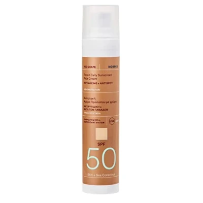 Afbeelding van Korres RED Grape Tinted Suncream FOR THE FACE SPF50 Antiaging Zonnebrandcrème, Maat: 50 ml,