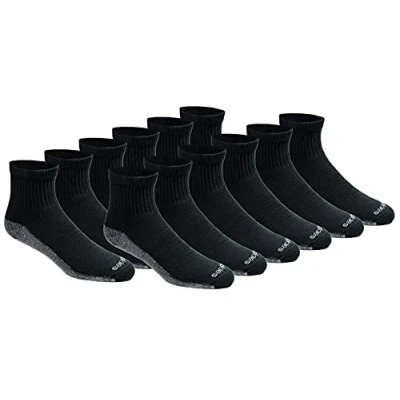 Afbeelding van Dickies Dri tech Moisture Control Quarter sokken voor heren, verkrijgbaar in M XXL (6, 12, 18 paar), Zwart (12 X Large