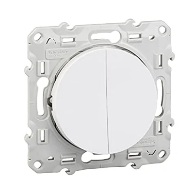 Afbeelding van Schneider Electric Odace S520216 dubbele knop, 10 A, Odace, wit, schroefsluiting, snelverbinding