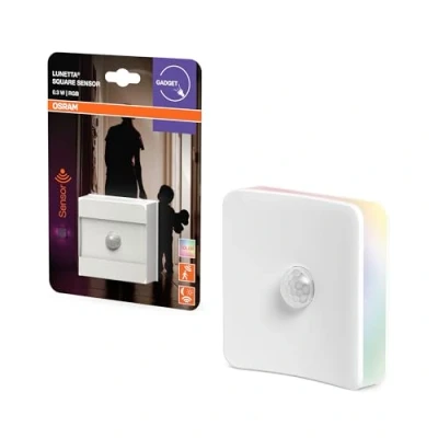 Afbeelding van OSRAM LUNETTA vierkant nachtlampje incl. daglicht en bewegingssensor, 0,3W, wit, design, RGB kleurenlichteffect met vier lichtuitgangen, ingebouwde EU stekker, voor gebruik binnenshuis
