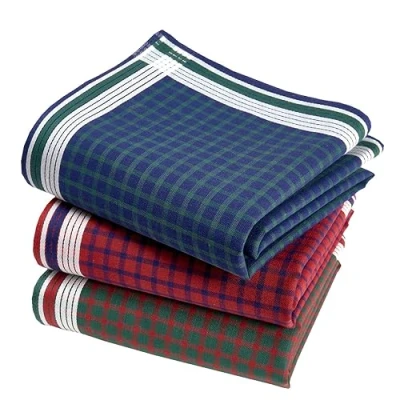 Afbeelding van Zakdoeken voor heren, premium stof, 100% gekamd katoen, 45 cm x cm, 3 delig, model A15