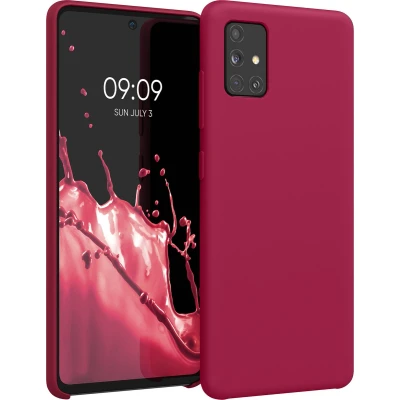 Afbeelding van kwmobile telefoonhoesje geschikt voor Samsung Galaxy A51 Hoesje met siliconen coating Smartphone case in kersrood