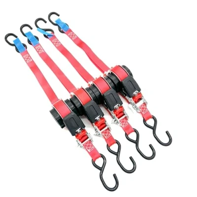 Afbeelding van 4 stuks automatische sjorbanden, spanbanden met S haak, 5,0 m x 25 mm, 350/700 daN