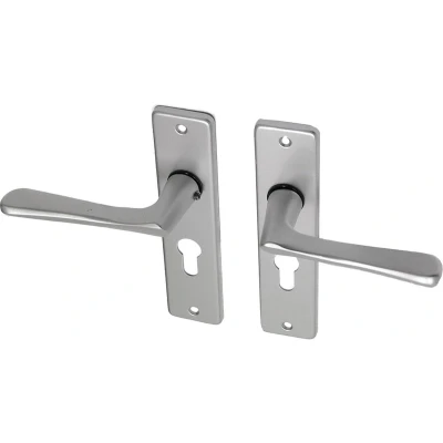 Afbeelding van Deurkruk met schild PC55 aluminium vlindermodel Per Set