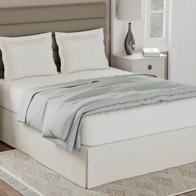Afbeelding van LUX Op maat gemaakte bedrok klassieke 35,6 cm vallengte geplooide styling, California KING, ivoor