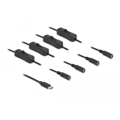Afbeelding van Delock Kabel USB Type C™ Stecker zu 4 x DC 5,5 2,1 mm Buchse mit S