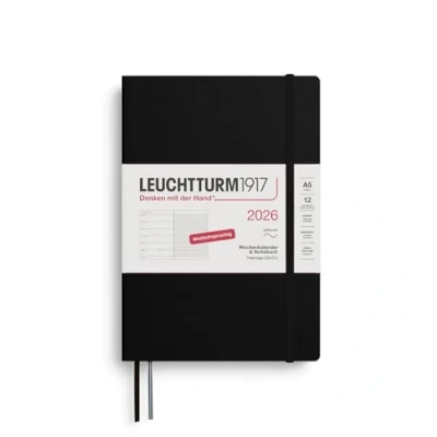 Afbeelding van LEUCHTTURM1917 372490 weekkalender &amp; notitieboek medium (A5) 2026, 12 maanden, zachte kaft, zwart, Duits