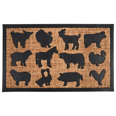 Afbeelding van Boerderijdieren thema deurmat/buitenmat rubber/kokosvezel 75 x 45 cm Deurmatten