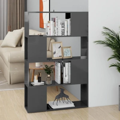 Afbeelding van Boekenkast/kamerscherm 80x24x124,5 cm hoogglans grijs