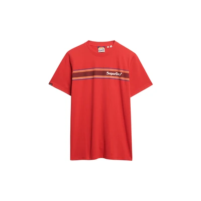 Afbeelding van Superdry Venue LOGO Stripe Tshirt print, Heren, Maat: Medium, Ferra red marl