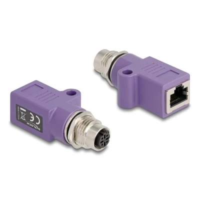 Afbeelding van Delock M12 Adapter D kodiert 4 Pin Buchse zu RJ45 Cat.5e mit Be