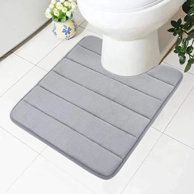 Afbeelding van Homaxy Traagschuim antislip zachte mat toilet met uitsparing 50 x 60 cm, absorberende badmat, staande toilet, wasbare badmat voor grijs