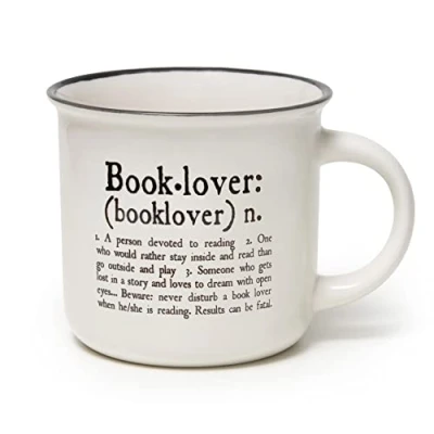 Afbeelding van Legami Cup Puccino van New Bone China, motief Book Lover, Take a Break Collection, inhoud 350 ml, vaatwasmachinebestendig, magnetronbestendig (CUP0045)