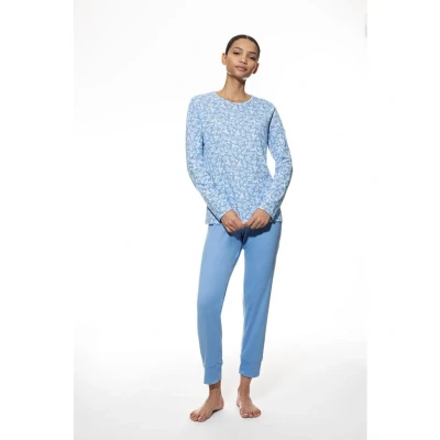 Afbeelding van mey Serie Flower Meadow SET Pyjama, Dames, Maat: 38, Blue silk