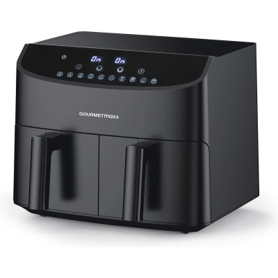 Afbeelding van GOURMETmaxx heteluchtfriteuse dubbele mand 2x 3,5 l zwart