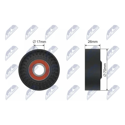 Afbeelding van NTY RNK BM 034 Geleide rol/omdraairol v snaar 70mm BMW: 7 (E65, E66, E67) 760 i, Li, 735i 4.0, 735 745 Li 2001 2009