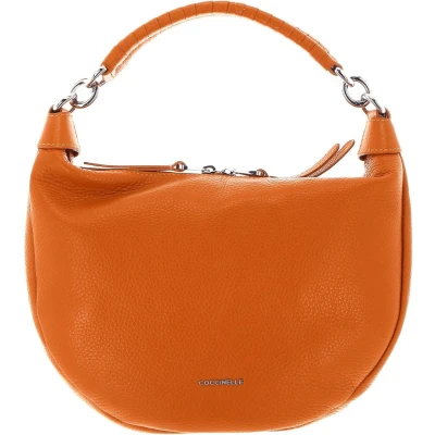 Afbeelding van Coccinelle Leren Handtas Schoudertas Maelody Handbag Grained Leather Paprika Oranje
