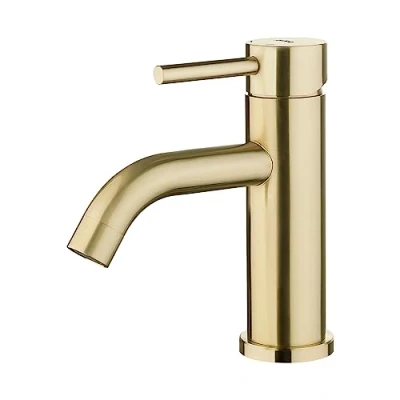 Afbeelding van Ibergrif Kraan Badkamer Mengkraan, Wastafelkraan Insteekmontage Armatuur voor Wastafel, Badkamer, Eengreeps Geborsteld, Roestvrij Staal, Chroom, Goud