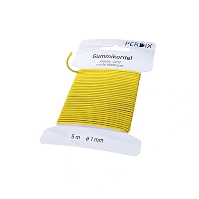 Afbeelding van perdix Elastiek, elastisch koord, 1 mm, 5 m geel, elastiek voor armbanden, tent, rugzak, tuin, hoedenelastiek, rubberen koord