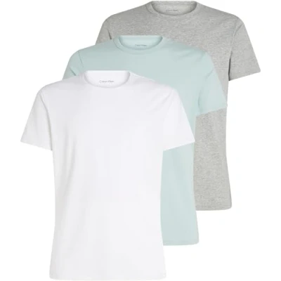 Afbeelding van Calvin Klein Heren 3 pack basic T shirts met korte mouwen en ronde hals, Multi (Wit, Grijs Heather, Sterling Blauw), XL