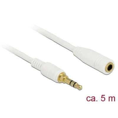 Afbeelding van Delock jack verlengkabel 3.5 mm 3 pins male naar female 5 m wit Delo