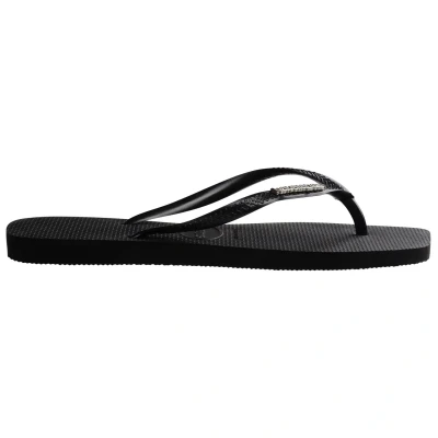 Afbeelding van Havaianas Square LOGO Metallic Teenslippers, Dames, Maat: 39 40, Black/silver Kunststof