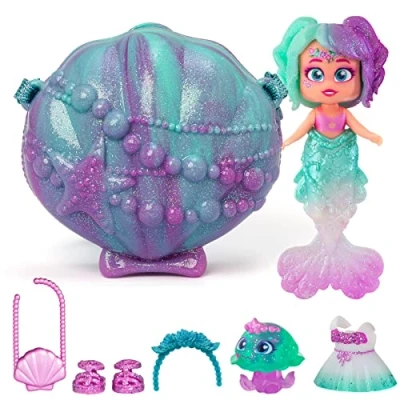 Afbeelding van KOOKYLOOS Mermaids Pearl Zeemeerminpop met 1 schelpzak, zeemeerminstaart, huisdier, kleding, accessoires en schoenen