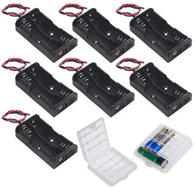 Afbeelding van GTIWUNG 7 delige 2 AA batterijhouder, batterijhouder doos met draad, zwarte plastic batterij pin, x 1,5 V 3 kabels (2 solts), mobiele opbergdoos