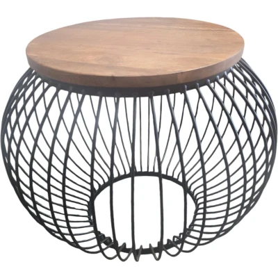 Afbeelding van FURNILUX Salontafel Mangohout Rond 70 x 52 cm