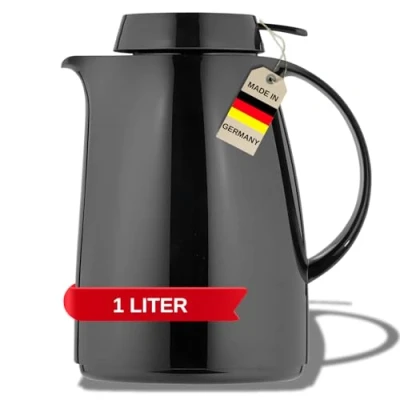 Afbeelding van Helios Servitherm Kunststof thermoskan, zwart, 1 liter