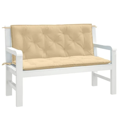 Afbeelding van Tuinbankkussens 2 st 120x50x7 cm stof gemêleerd beige
