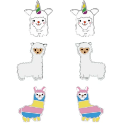Afbeelding van JoyS Zilveren Alpaca lama oorbellen set 3 paar