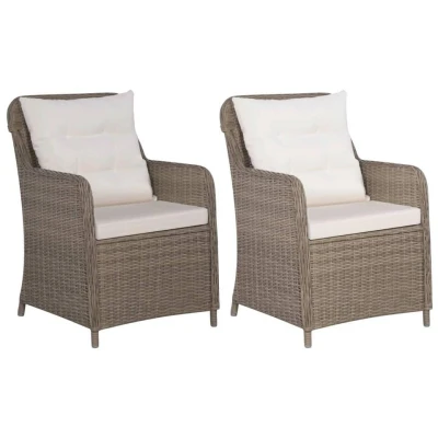 Afbeelding van Tuinstoelen 2 st met kussens poly rattan bruin